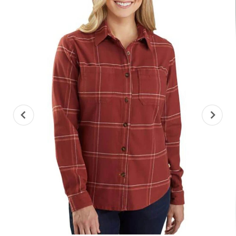 Carhartt Women's Rugged Flex Relaxed Fit Flannel Plaid Shirt. Size XS 0/2.
